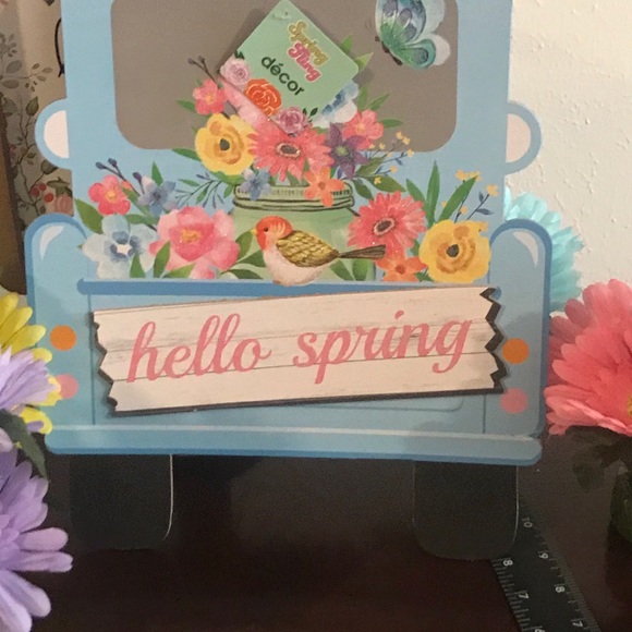 Hello Spring Blue Pick Truck MDF Hanging Wall Sign - Picture 5 of 13